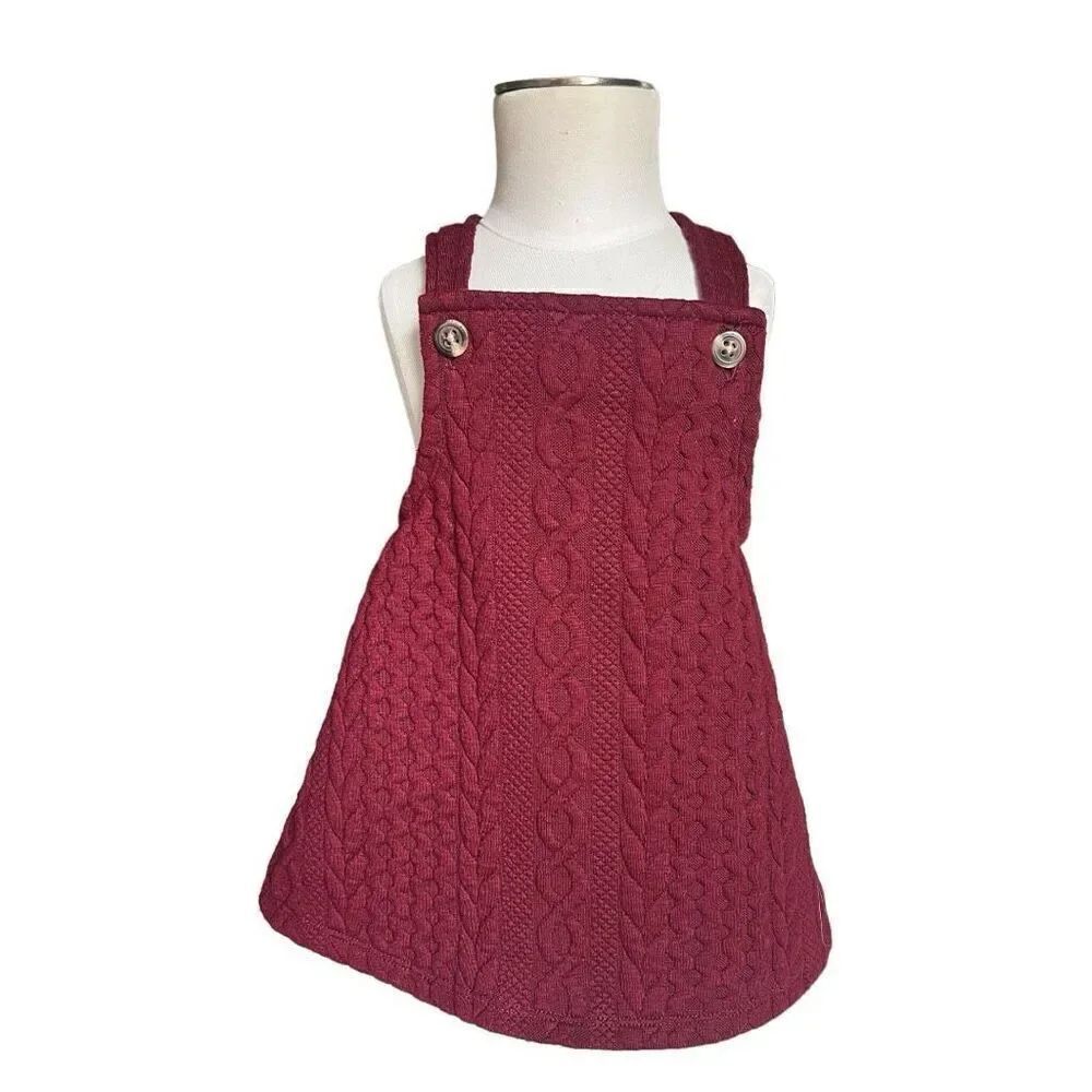 Baby Girls Bonnie Baby Cable Knit Embossed Overall Jumper Dress - Sz 12 mo